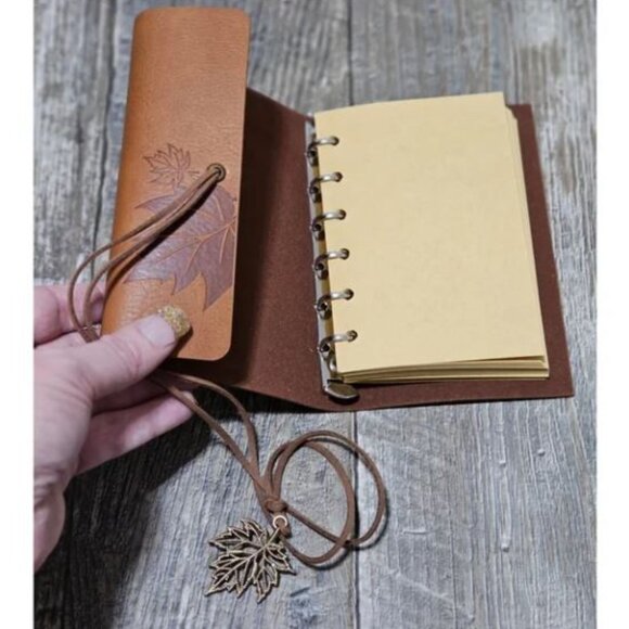 Brown Maple Leaf Diary Notebook Notepad Ledger - Picture 3 of 8